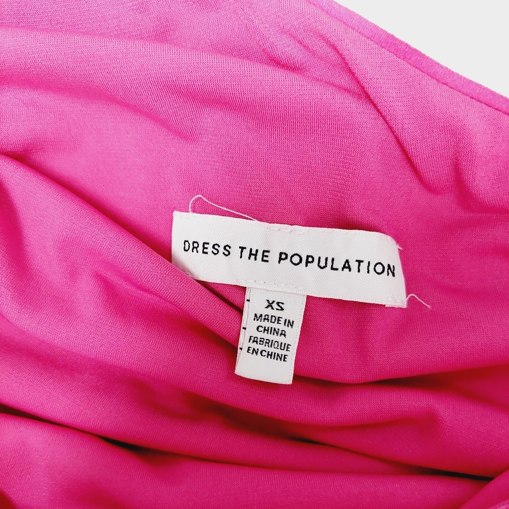 NEW Dress the Population Hot Pink Martine Stretch Crepe One-Shoulder Dress P7066 - Picture 6 of 9